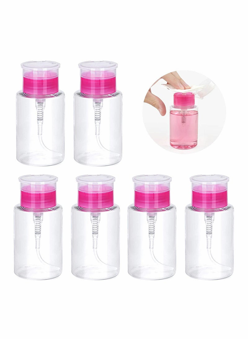 6 Pack Nail Polish Remover Pump Dispenser 180ml Push Down Cleanser Bottle Travel Liquid Container for  Makeup Art Tool Set - Image 1